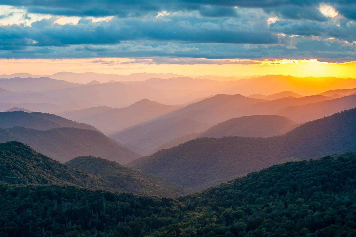 sunrise over the mountains in jackson county